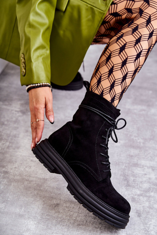 Botas con tiras en ante color negro Afra