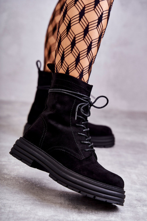 Botas con tiras en ante color negro Afra
