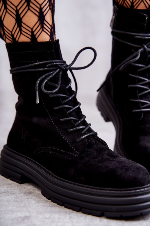 Botas con tiras en ante color negro Afra