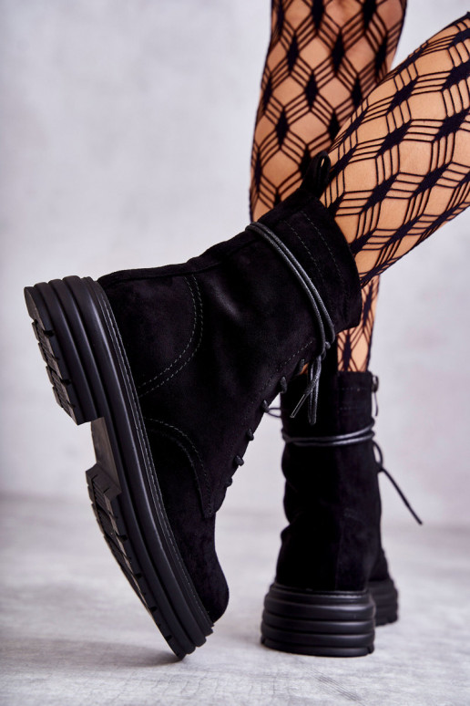 Botas con tiras en ante color negro Afra Botas con tiras en ante color negro Afra