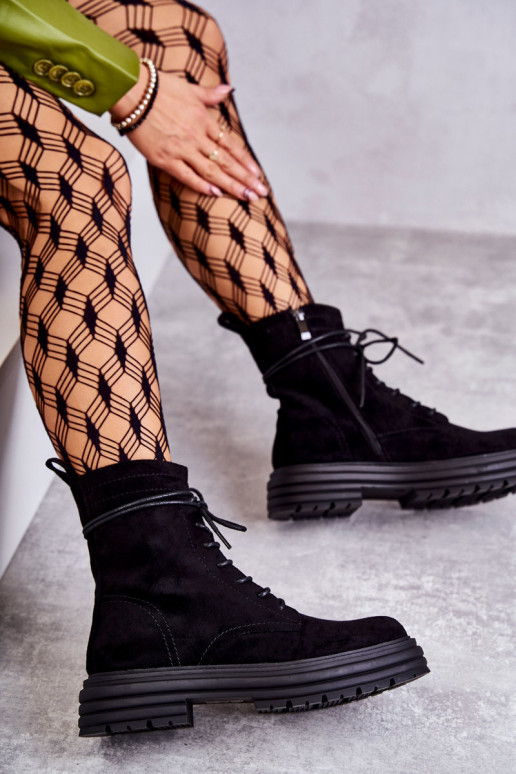 Botas con tiras en ante color negro Afra Botas con tiras en ante color negro Afra