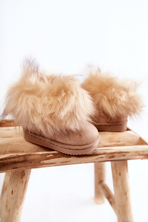 Botas de nieve infantiles con pelo en color beige Ariana
