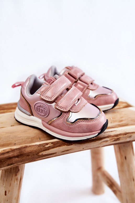 Zapatillas deportivas infantiles con cierres adhesivos Memory Foam System Big Star KK374180 rosa