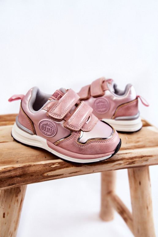 Zapatillas deportivas infantiles con cierres adhesivos Memory Foam System Big Star KK374180 rosa