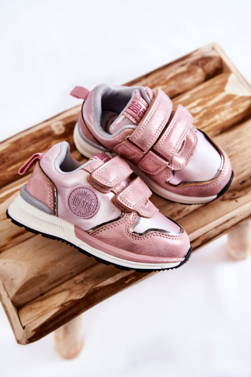 Zapatillas deportivas infantiles con cierres adhesivos Memory Foam System Big Star KK374180 rosa