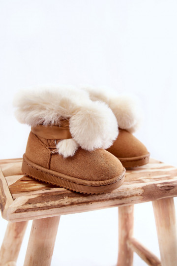 Botas calentadas para niños botas de nieve color marrón-blanco Roofy