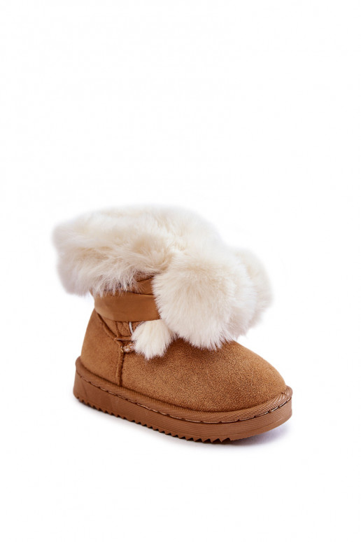 Botas calentadas para niños botas de nieve color marrón-blanco Roofy