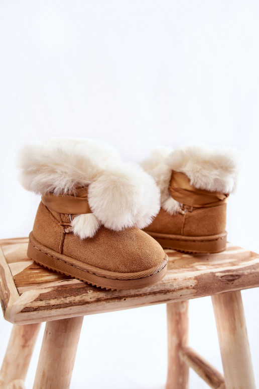 Botas calentadas para niños botas de nieve color marrón-blanco Roofy