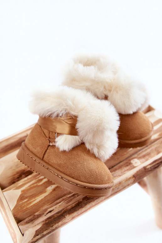 Botas calentadas para niños botas de nieve color marrón-blanco Roofy