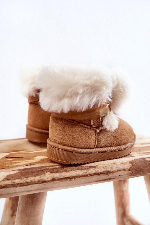 Botas calentadas para niños botas de nieve color marrón-blanco Roofy