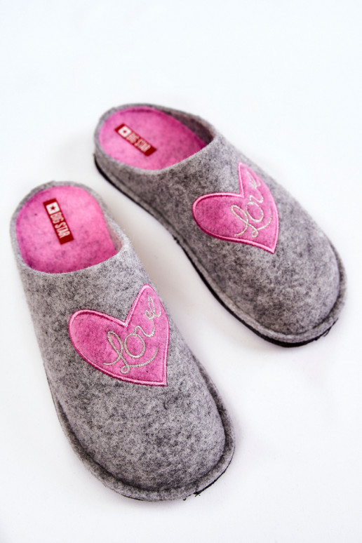 pantuflas Big Star KK276020 color gris-rosa