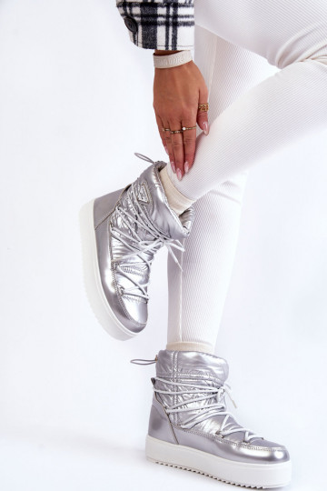 botas de nieve con cordones en plata Carrios