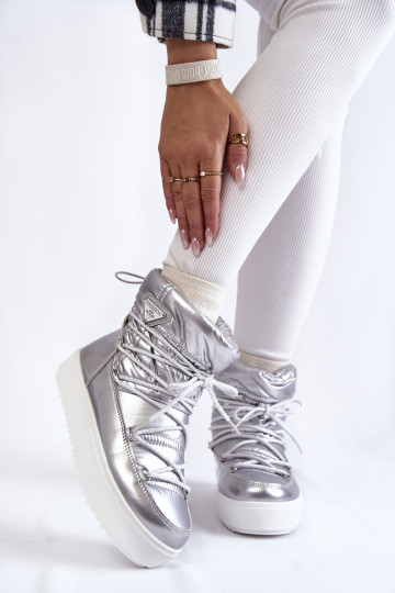 botas de nieve con cordones en plata Carrios 2