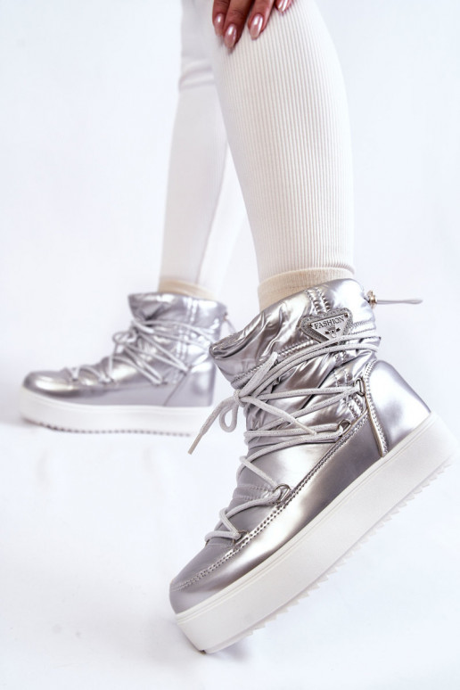 botas de nieve con cordones en plata Carrios botas de nieve con cordones en plata Carrios