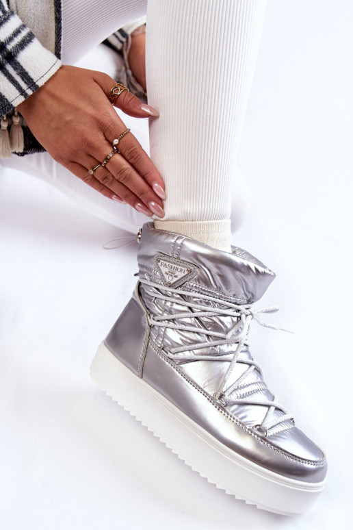 botas de nieve con cordones en plata Carrios botas de nieve con cordones en plata Carrios