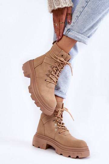 Botas calentadas con cordones beige Merisha 2