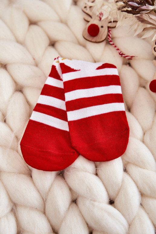 Calcetines navideños infantiles con rayas Cosas color blanco-rojo