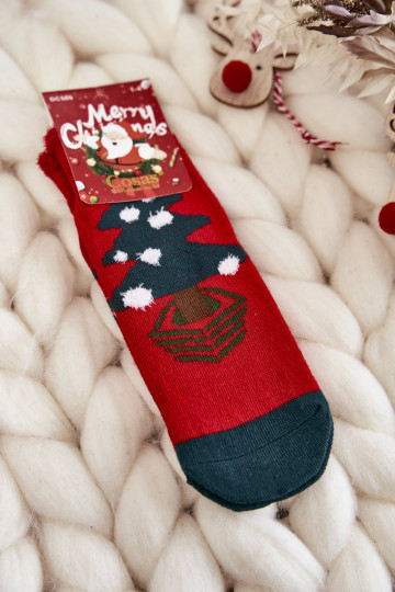 Calcetines navideños infantiles Cosas Arbol de Navidad Color blanco-verde