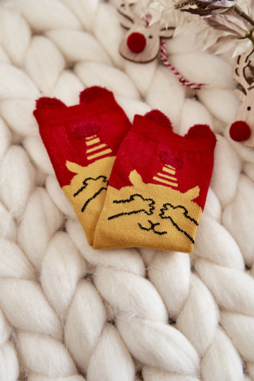 Calcetines navideños infantiles Cosas rojo-amarillo 2