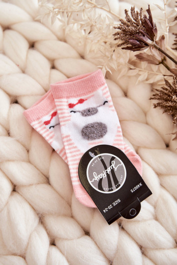 Calcetines infantiles con rayas, color rosa.
