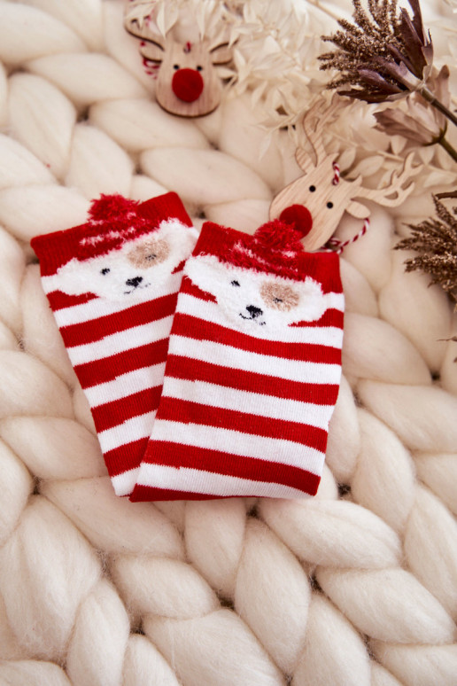Calcetines de rayas con perritos Color blanco-rojo Calcetines de rayas con perritos Color blanco-rojo
