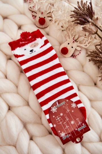 Calcetines de rayas con perritos Color blanco-rojo 2