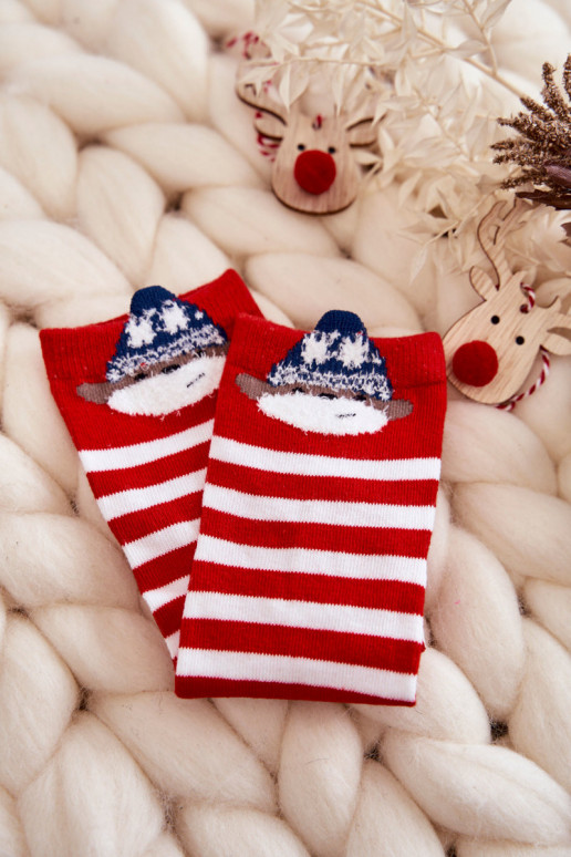 Calcetines con rayas Color blanco-rojo