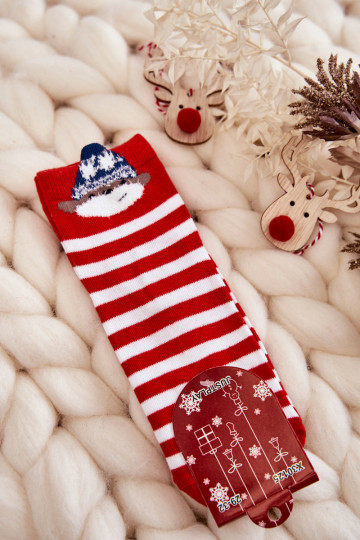Calcetines con rayas Color blanco-rojo 2