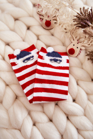Calcetines con rayas Con Papá Noel Colores blanco-rojo