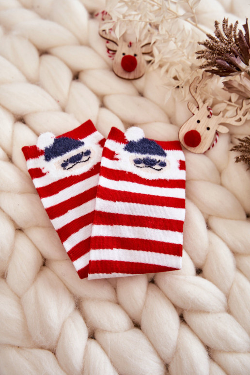 Calcetines con rayas Con Papá Noel Colores blanco-rojo