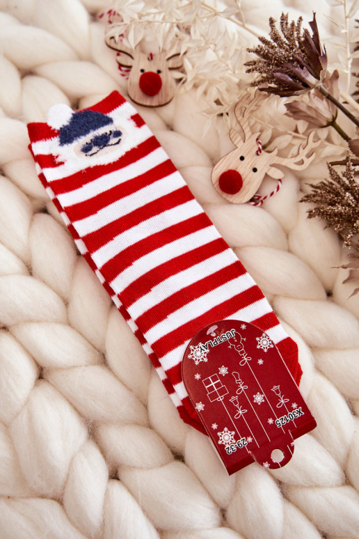 Calcetines con rayas Con Papá Noel Colores blanco-rojo