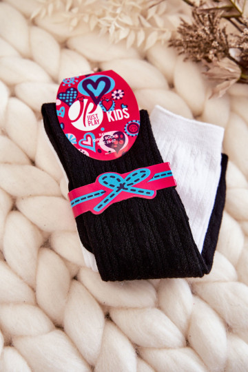 Calcetines juveniles largos hasta la rodilla 2ud. Colores blanco y negro