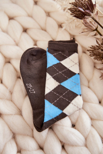 Calcetines largos con estampado de cuadros 5 uds. Colores diferentes 2