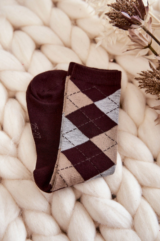 Calcetines largos con estampado de cuadros 5 uds. Colores diferentes