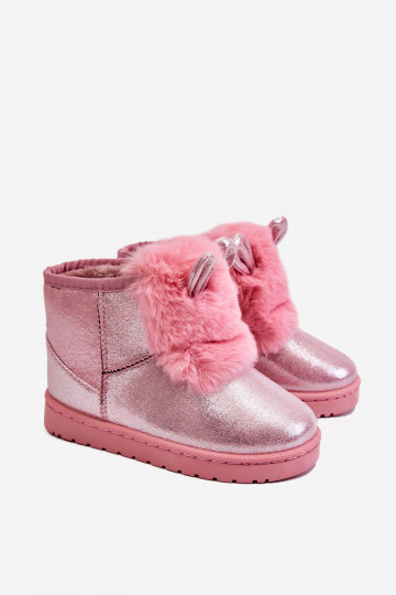 Botas de nieve para niños calentadas con pelo interior con orejas rosa Betty