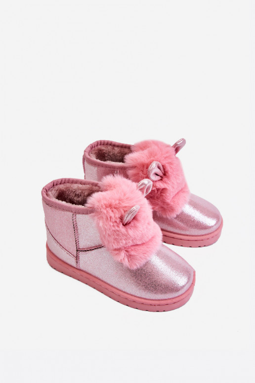 Botas de nieve para niños calentadas con pelo interior con orejas rosa Betty Botas de nieve para niños calentadas con pelo interior con orejas rosa Betty