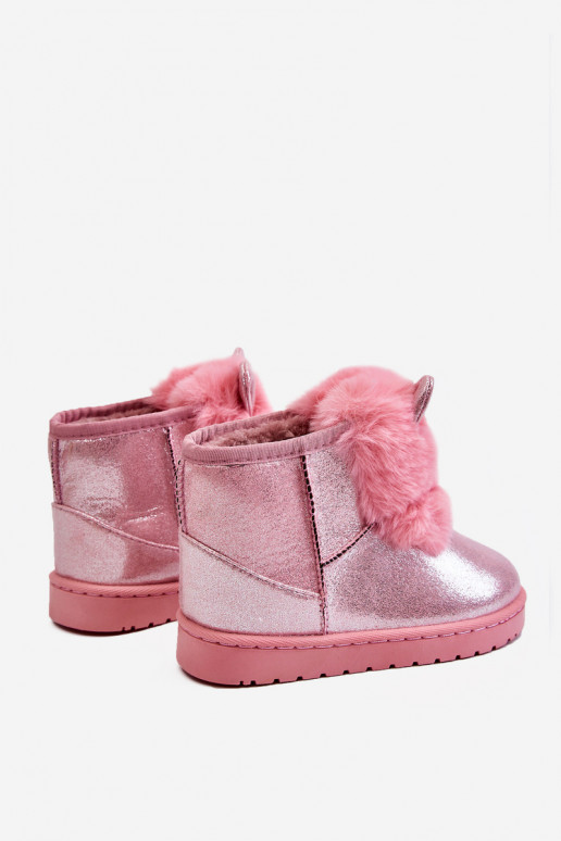 Botas de nieve para niños calentadas con pelo interior con orejas rosa Betty Botas de nieve para niños calentadas con pelo interior con orejas rosa Betty