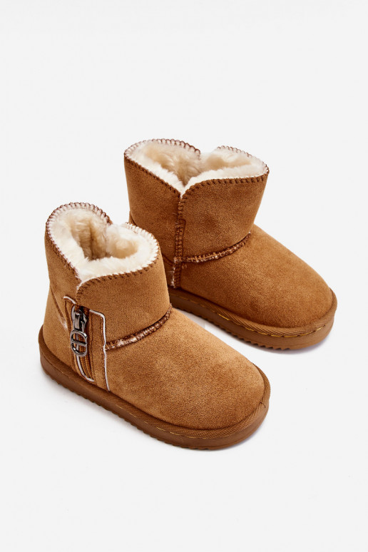 Botas de nieve para niños de color marrón Catellie, abrigadas con un modelo resistente Botas de nieve para niños de color marrón Catellie, abrigadas con un modelo resistente