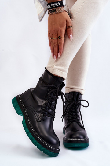 Black TrinahBotas con cordones y plataforma de mujer de color verde