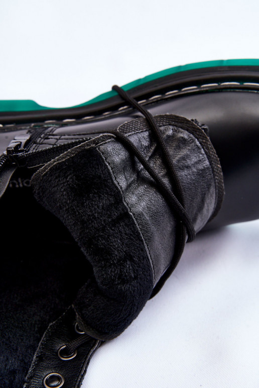 Black TrinahBotas con cordones y plataforma de mujer de color verde