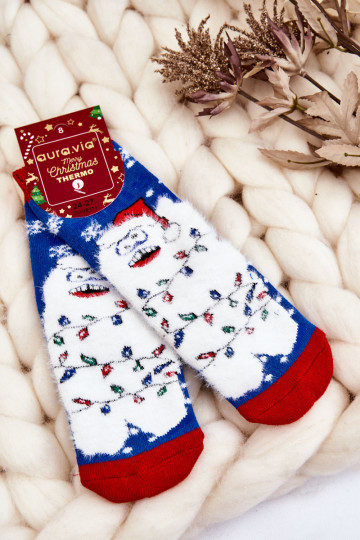 Calcetines infantiles navideños en color azul.