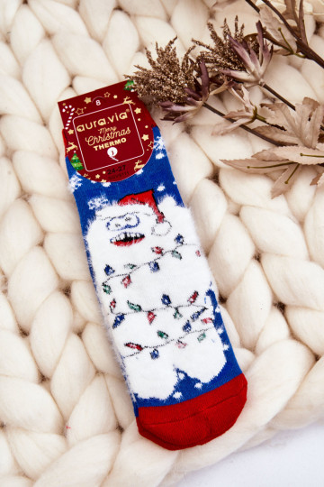 Calcetines infantiles navideños en color azul. 2