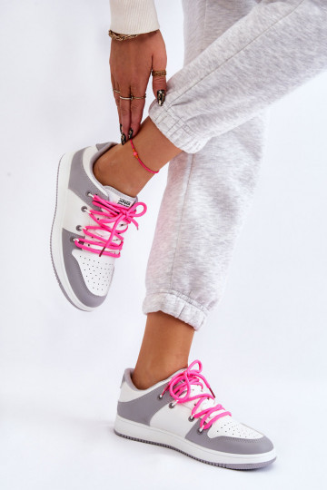 Deportivas modelo clásico con cordones Color blanco-gris Jella 2