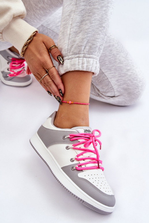 Deportivas modelo clásico con cordones Color blanco-gris Jella Deportivas modelo clásico con cordones Color blanco-gris Jella