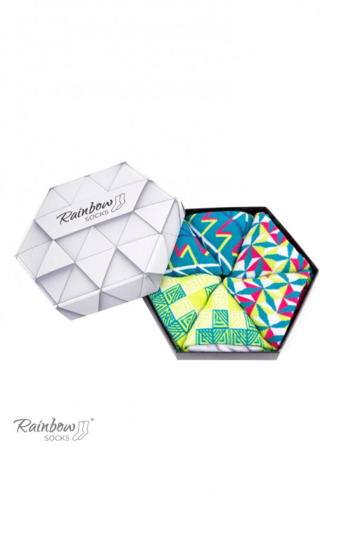 Calcetines de colores con motivos geométricos 3 pares Calcetines de colores con motivos geométricos 3 pares