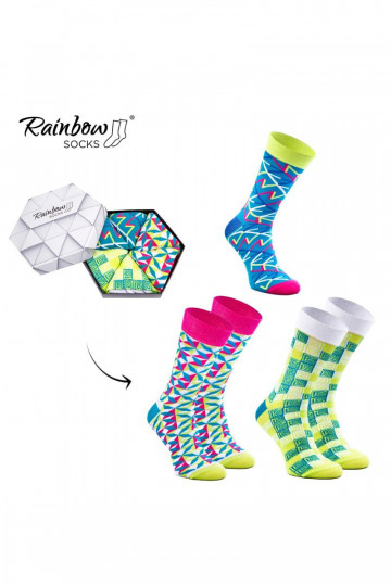 Calcetines de colores con motivos geométricos 3 pares 2
