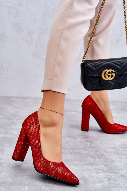 con brillos Zapatos con tacón color rojo Elmira