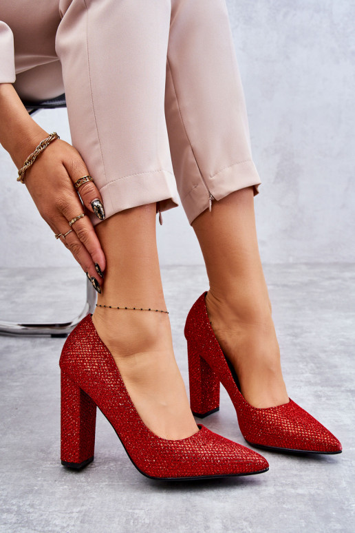 con brillos Zapatos con tacón color rojo Elmira