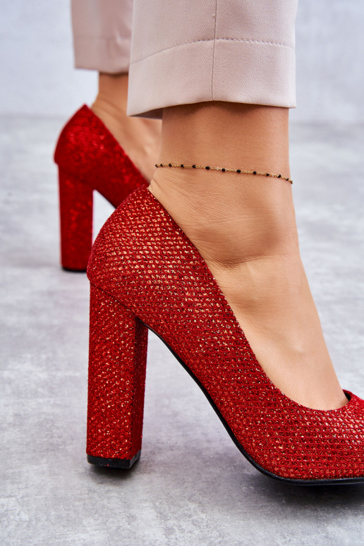 con brillos Zapatos con tacón color rojo Elmira