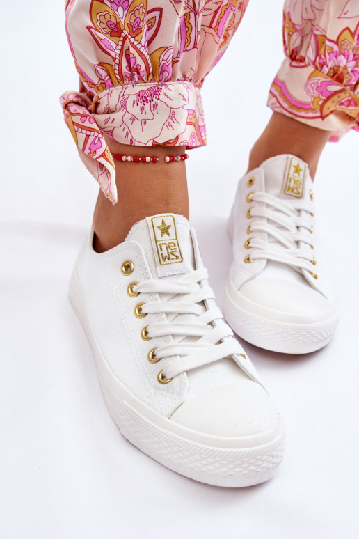Zapato casual modelo clásico Color blanco-oro Ecoma